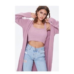 Forever21 belted cardigan sweater robe orchid soft cozy loungewear